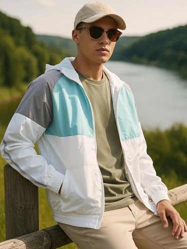 Image of Bewakoof Men's Nylon Regular Fit Hooded Windcheater Jacket | Bewakoof Air 1.0 | Jacket for Men Winter Wear