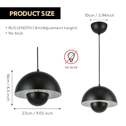 SUNLLOK Modern Flowerpot Pendant Light, Round Metal Pattern Mini Downward Dome Shade Ceiling Hanging Lamp - Image 4