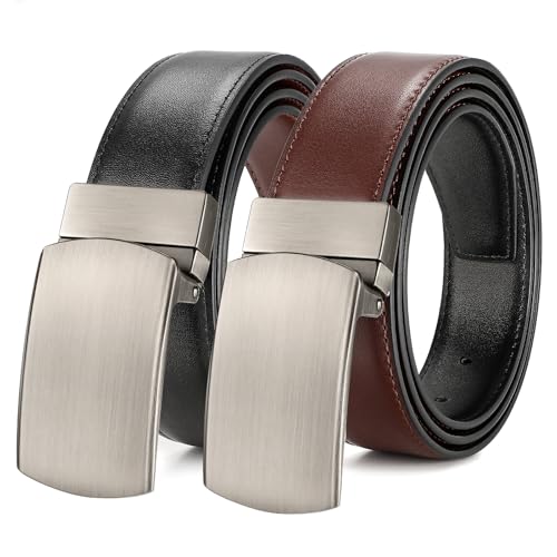 JASGOOD Men’s Leather Belt Reversible Belt for Men Jeans Suits with Rotate Buckle 1.25’’Wide Leather Casual Belt for Present,Black/Coffee