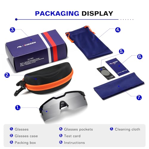 Image of kimorn Z87 Polarized Sport Sunglasses for Men | Wrap around Sport Frame, Polarized Lenses, Driving Fishing Cycling