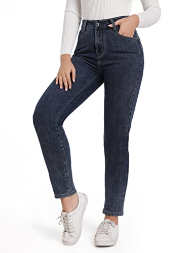 ziilay Damen Thermojeans mit Fleece gefüttert Tapered Stretch Herbst...