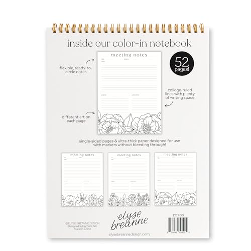 Notes de réunion Elyse Breanne Design, bloc-notes à spirale 52 feuilles pour projet - 5