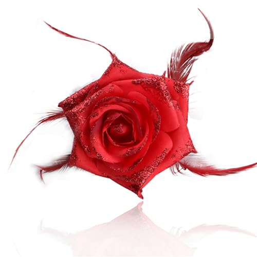 Flower Hair Clip Hairpin Rose corsage brooch Bridesmaid Pin up Headdress Performance Party Wedding Decor 1PC Red