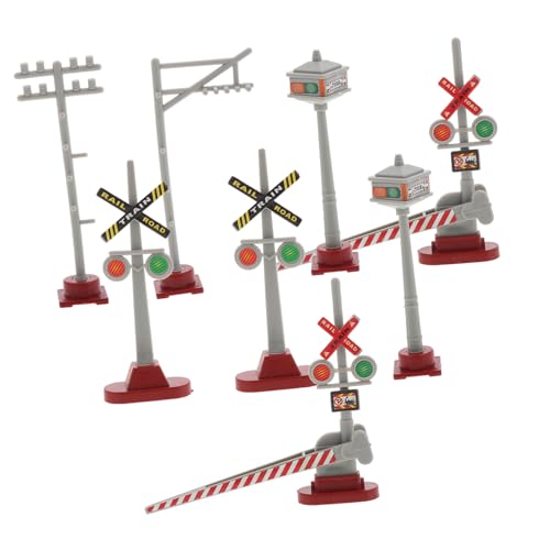 VILLCASE 8pcs Model Train Traffic Light Signal Post for DIY Railroad Landscape Decor