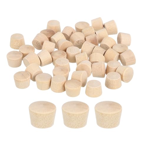 Image of uxcell 80Pcs Wood Button Plugs, 9mm /0.35 inch Flat Head Hardwood Screw Hole Plug Wooden Caps Buttons Wood Plug for Furniture Woodworking Craft Decor (10.5mm x 9mm)