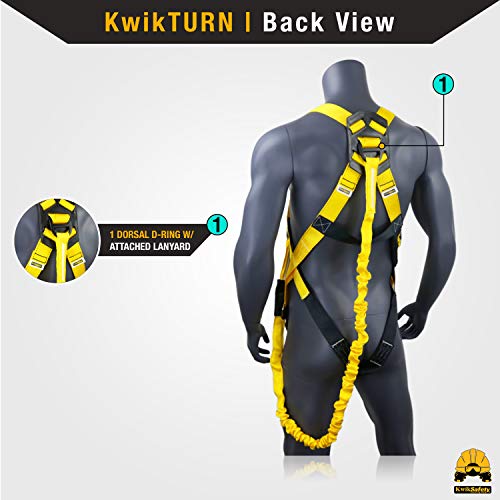 KwikSafety - SCORPION Safety Harness [w/Attached 6ft Lanyard] Safety Harness Fall Protection Kit ANSI OSHA
