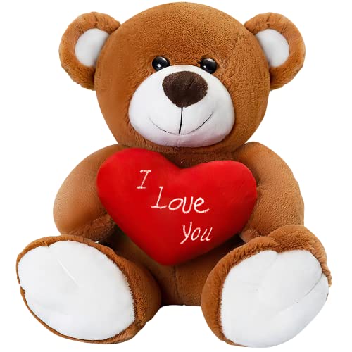 Vyusit Plush Teddy Bear Stuffed Animal, 9.84 Inch Teddy Bear With Red Heart, I Love You! Cute Soft Plush Toys For Valentine's Day Wedding Birthday Party #TOP9