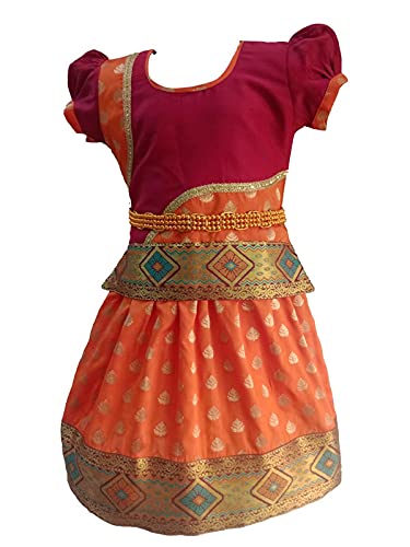 Image of Gold Star Girls traditional pattu pavadai set