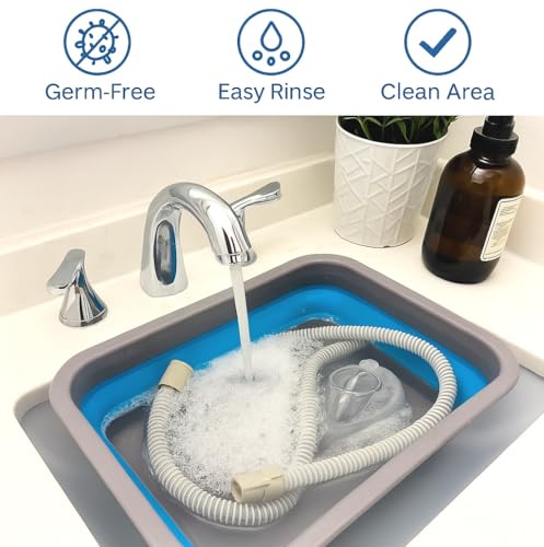 Image of CPAP Cleaning Kit for Hose and Mask, CPAP Hose Cleaning Brush, Collapsible Wash Basin, Compatible with Standard and Slimline CPAP Tubing (Basic Basin Kit)