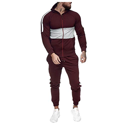 DAY8 Ensembles Survetement Homme Hiver Grande Taille Tenue De Sport Homme Hoodie Sweat à Capuche Pantalons Sportswear Musculation Running Fitness (Bordeaux, XX-Large)