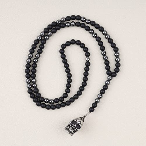 GAVU Men's Gothic Crystal Beaded Skull Necklace for Men Crystal Beaded Necklace for Men3