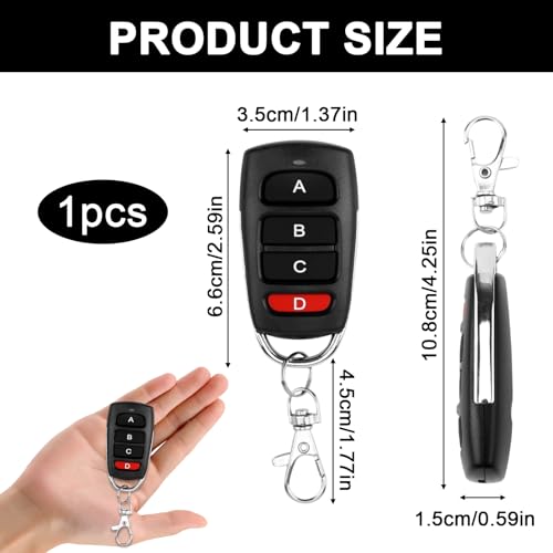Fernbedienung Garagentor 433.92MHz Klonen Universal,433 Mhz Garagentoröffner Fernbedienung mit Schlüsselanhänger,für Autos,Garagentore,Tore,Rollladenschalter