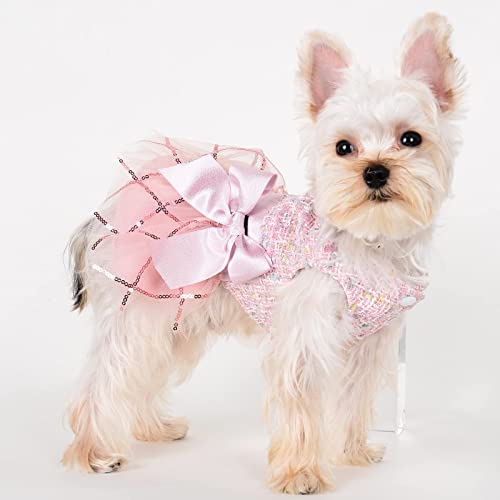 Dog Dresses For Small Dogs Girl Winter Puppy Sweater Dress Cold Weather Pet Coat Clothes Outfit Princess Cat Wedding Skirt Apparel For Chihuahua Yorkie Teacup (Small Bust 12.99") #TOP5
