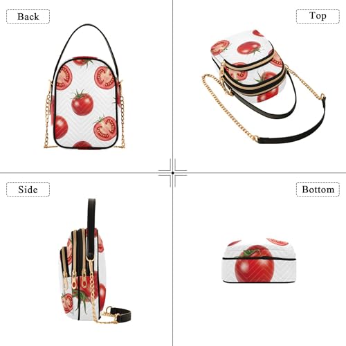Single Shoulder Handbag Women Cartoon Cell Phone Wallet Chain Purse Quilted Zipper Designer Bowler Tote Delicous Tomatoes Prints White4