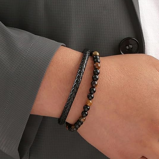 To My Son Bracelet from Mom Son’s Tiger Eye Cross Protect Bracelet for Men Black Beads Bangle Engraved With Love You Forever Jewelry Baptism Gifts for Christmas Birthday - Image 5