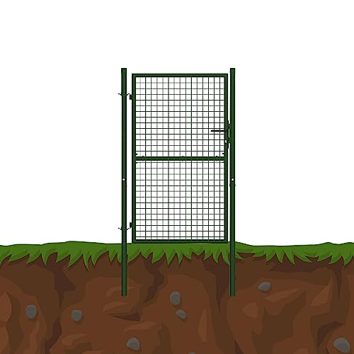 Gartentür Grün/Anthrazit Gartentor Rundpfosten Gartenpforte Metall Geteilt Tor, Farbe:Grün, Höhe:1 x 1.2 m
