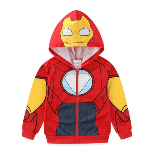 Marvel Iron Man and His Awesome Friends Boys Full Zip Up Hoodie for Toddler and Big Kids