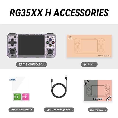 Image of RG35XX H Retro Handheld Game Console, Built-in More Than 10 emulators Support PSP, 3.5-inch IPS Screen, 3300mAH High-Capacity Battery, So Retro Games More Playable and Better Experience (Purple 64G)