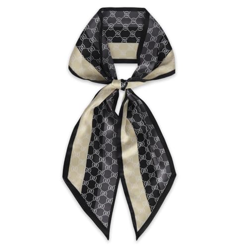 EXTREE Satin Scarf Mulberry Silk Printed Head Wrap Hair Band 7"" x 59"" A021