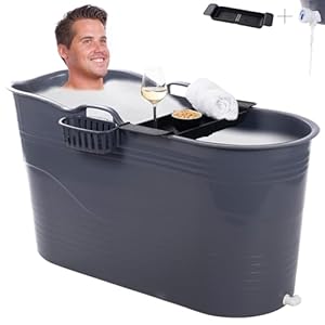 HelloBath® Bademmer Voor Ijsbaden & Hottub Bad- XL, 122 x 56 x 64 cm – Badkuipen Met Afvoerslang & Afvoerpluggen – Vrijstaand Zwembad Voor Volwassenen, Kinderen En Huisdieren