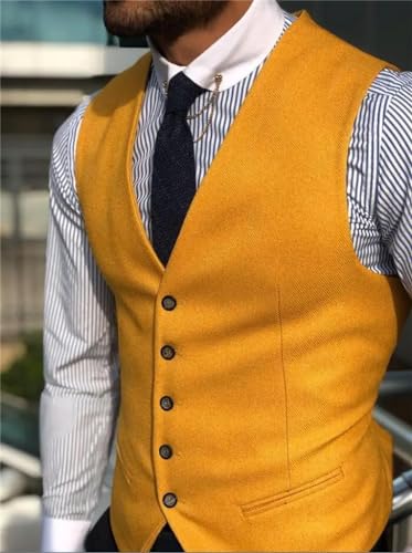 Men Vest Classic Cotton Blended Slim Fit Formal Suit Waistcoat Busoness Vest3