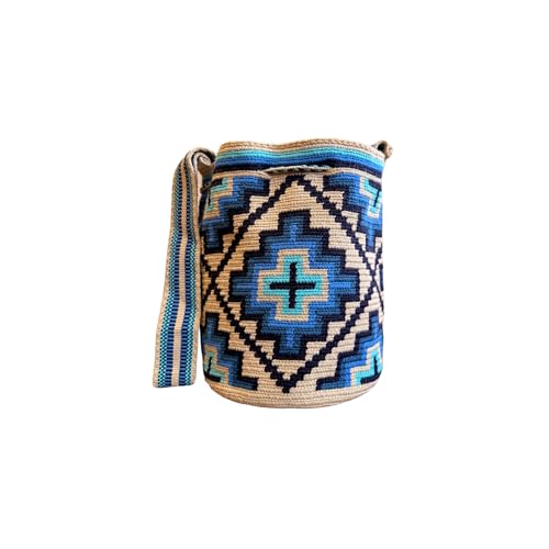 Wayuu bag, Mochila Medium, Solid Strap, Woven Crossbody Bucket Bag, shoulder Ethnic Crochet2