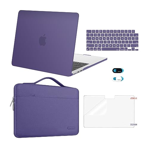 MOSISO Compatible with MacBook Air 13 inch Case 2025 2024 2023 2022 M4 A3240 M3 A3113 M2 A2681, Hard Shell&Sleeve Bag&Keyboard Skin&Webcam Cover&Screen Film for MacBook Air 13.6 inch, Imperial Purple