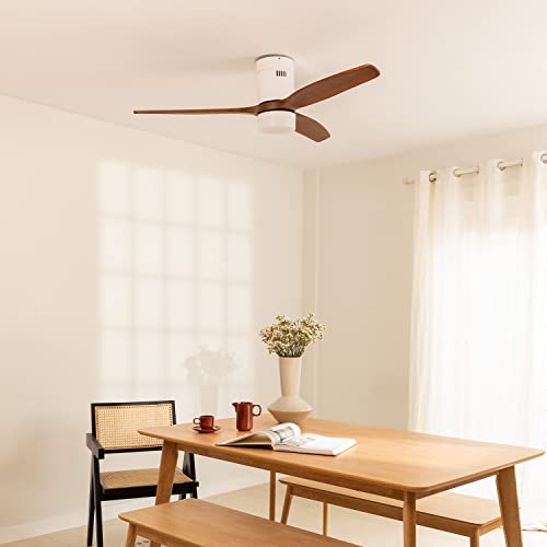 Miniatura 5 de Create Windcalm Ventilador De Techo Abs Con Luz Blanco Aspas Efecto Madera Oscura Y Mando 40w, Silencioso, Ø132 Cm, 6 Velocidades, 3 Temperaturas De Luz, Temporizador, Función Verano-Invierno