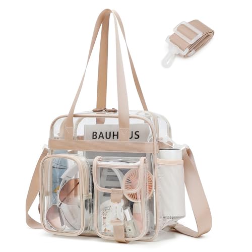 Image of Clear Tote Bag, Heavy Duty PVC 12x 12x6 in Clear Bag for Stadium Events for Women Men