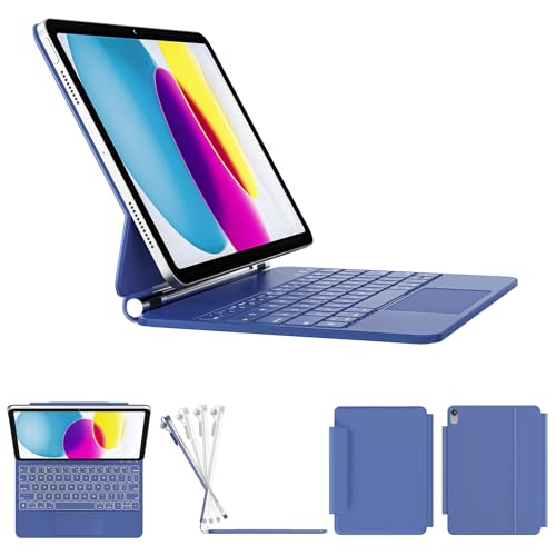 Image of RAYMCRAFT for iPad 11th(A16, 2025) /10th Generation Case with Keyboard, Magic Keyboard 2022, Springy Backlit Keys, Stain-Resistant Surface, Multi-Touch Trackpad, Lilac Blue