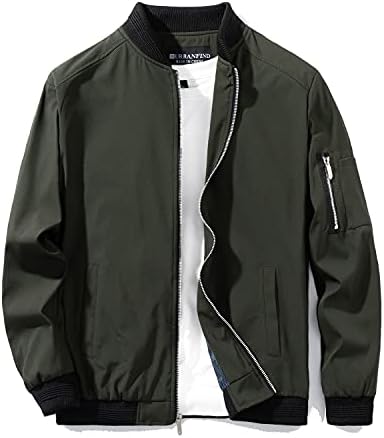URBANFIND Men's Slim Fit Lightweight Sportswear Jacket Casual Bomber Jacket US L Army Green