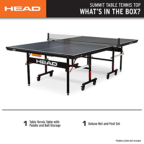 Image of HEAD Summit USA Indoor Table Tennis Table, Competition Grade Net, 10 Minute Easy Set Up - Ping Pong Table with Playback Mode