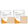 Carbou Silicone Foam Dressing with Adhesive Gentle Border,10 Pcs 3x3 and 10 Pcs 4x 4Adhesive Waterproof and High Absorbency Square Wound Care Dressing Bandage for Pressure Sore, Leg Ulcer, Diabet