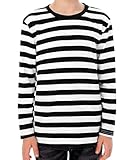 Ezsskj Black White Striped Shirt Kids Mime Costume pugsley Addams Costume Boys Toddler hamburglar Robber Cotton Shirt