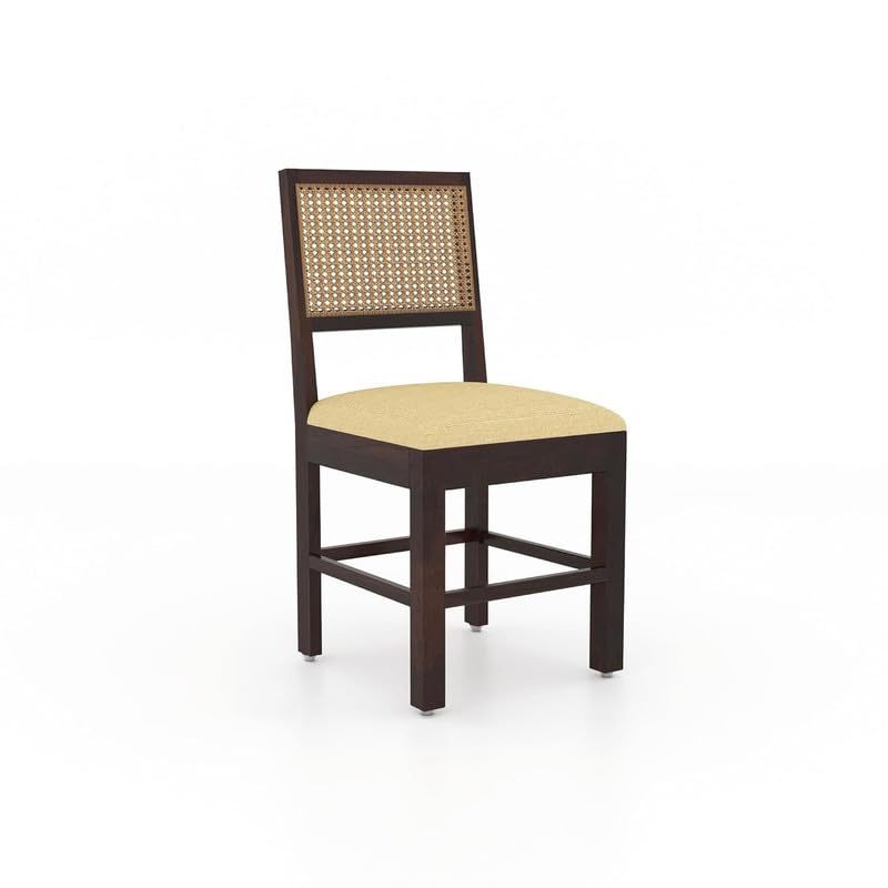 Image of Furniture Solid Sheesham Wood 6 Seater Dining Table Set with 4 Cushioned Chairs and Bench | Wooden Six Seater Dinner Table Set for Living Room, Kitchen, Dining Area and Home (Walnut Finish)