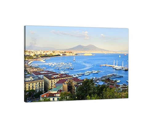 DìMò ART Quadro su Tela Golfo di Napoli Vesuvio Misura 70x50 cm Panorama di Giorno Quadri Moderni per la Tua casa, Ufficio, Ristorante, Hotel