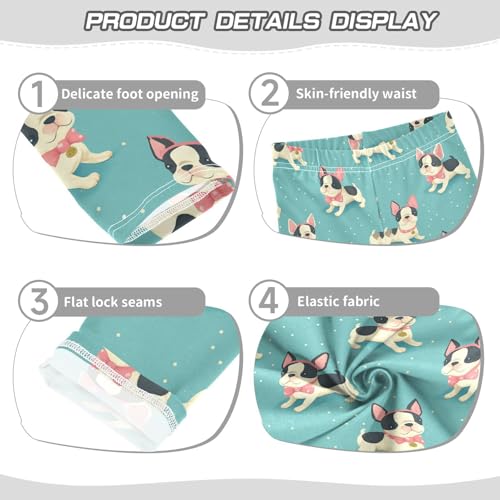 Wusikd Cute Boston Terrier Girls' Leggings Toddler Doodles Polka Dots Kids Yoga Pants Dance Active Tights 4T3