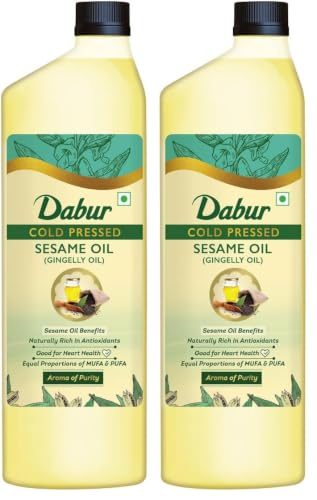 Image of Dabur Cold Pressed Sesame(Gingelly) Oil, 1 L (Pack of 2)