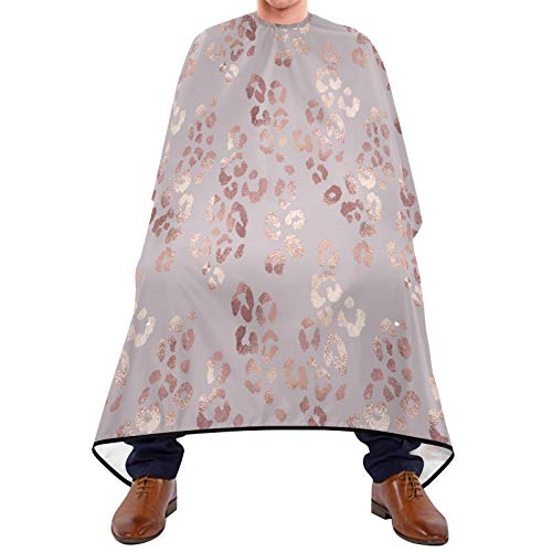Waterproof Barber Cape - Rose Gold Leopard Haircut Bib for Men, Unisex Hair Cutting Cape(1na6h)
