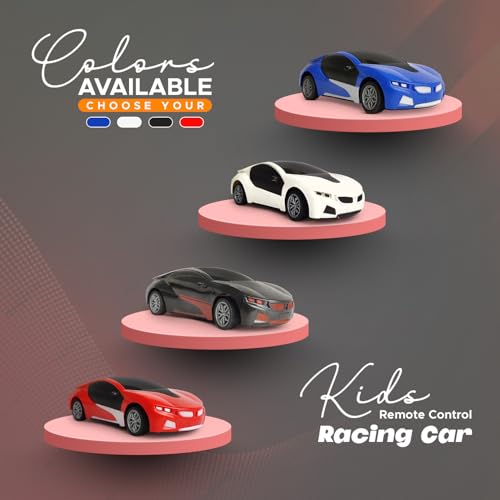 Image of 3D LED High Speed Rechargeable Remote Control Car for Kids, RC Racing Vehicle with Bright Lights, 2 AA Battery Controller (Black)
