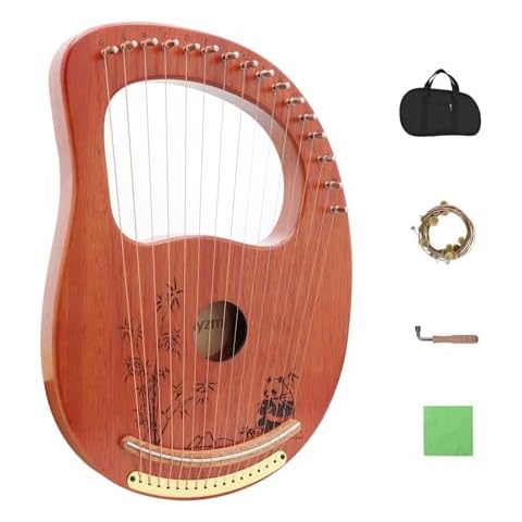 Rayzm Mahogany Lyre Harp with Accessories Cover