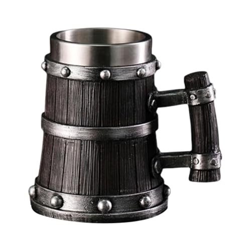 Taza medieval creativa de madera con acabados artesanales vintage 2