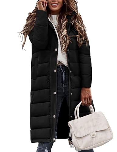 Tuopuda Winterjacke Damen Wintermäntel Lang Winddichter Warm mit Kapuze Stehkragen Jacke Mantel Parka Übergangsjacke Winterparka Steppmantel Herbst Winter Outdoorjacke,...