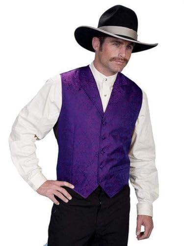 Image of Scully RW093X-PUR-3X-B-T Mens Rangewear Scarboro Paisley Vest44; Purple44; 3X