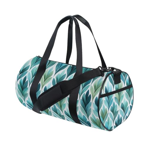 Green Leaf Sports Duffel Bag Stylish Full Print Barrel Gym Bag with Adjustable Shoulder Strap, Multiple Storage Compartments for Travel Workout Training and Daily Sports3
