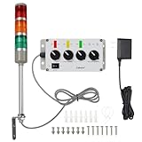 Zuomeng 3 Stack Super Bright LED Andon Tower Light, Red/Amber/Green, Plug & Play Ready, 6 ft Power Cord, IP65, 85 dB Buzzer, Easy Installation for Factory Automation & Safety Alarms