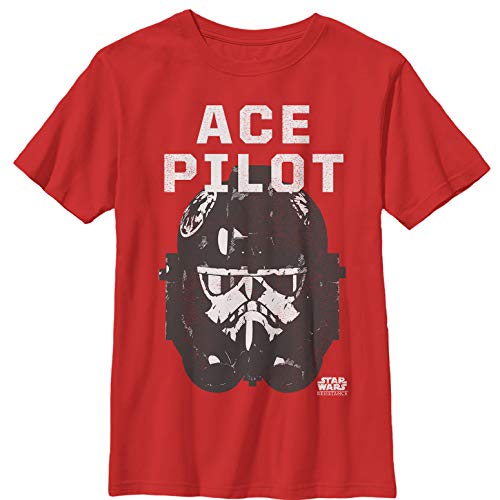 Boy's Star Wars Resistance Stormtrooper Helmet T-Shirt - Red - Small