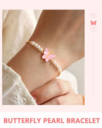 Image of Happy 6 8 10 Year Old Birthday Gifts for Girls Butterfly Bracelet