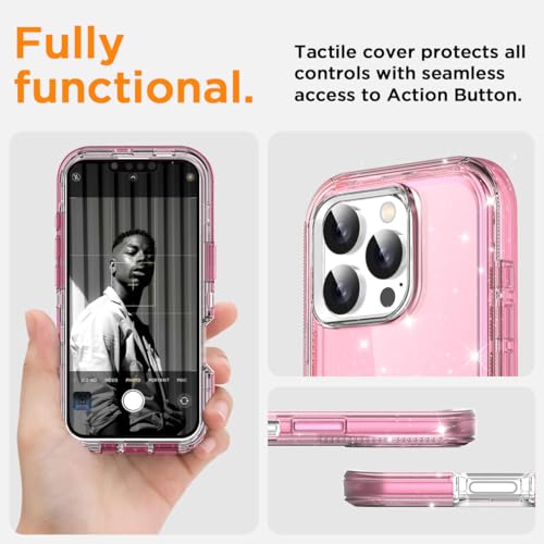 AICase for iPhone 16 Pro Max Case Clear Glitter Bling 3 in 1 Heavy Duty Drop Protection Full Body Rugged Shockproof/Dust Proof 3-Layer Military Protective Tough Durable for iPhone 16 Pro Max 6.9"_4 by AICase - Used condition - Image 6