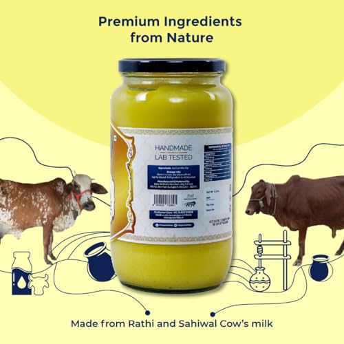 Image of Pure Whites A2 Cow Ghee 1L | Traditional Bilona Method | Homemade Organic Fresh Ghee Cow Milk | Danedar Texture & Rich Aroma | Lactose Free, Pure, Natural & Healthy | Rich in Omega 3 and 6